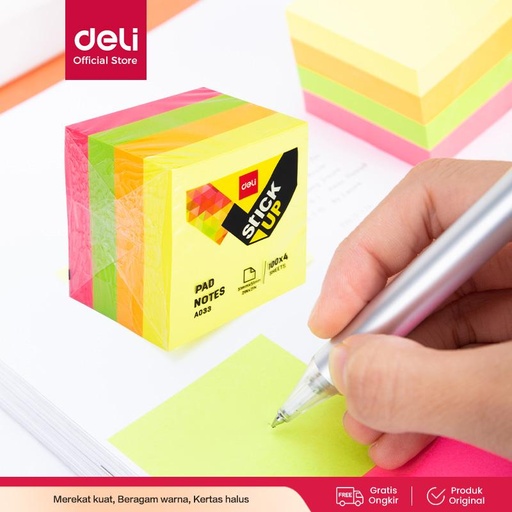 [EZO.7001127] Deli Sticky Note Pad Notes 4x100Sheets Menempel Dengan Baik EA03303