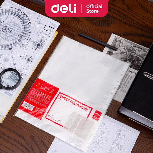 [EZO.7002594] Deli Pelindung kertas/cover plastik ukuran A4 E5716
