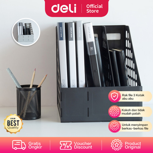 [EZO.7002555] Deli Rak Kertas / File Berbahan Plastik Isi 3kotak/4kotak 78990/78991