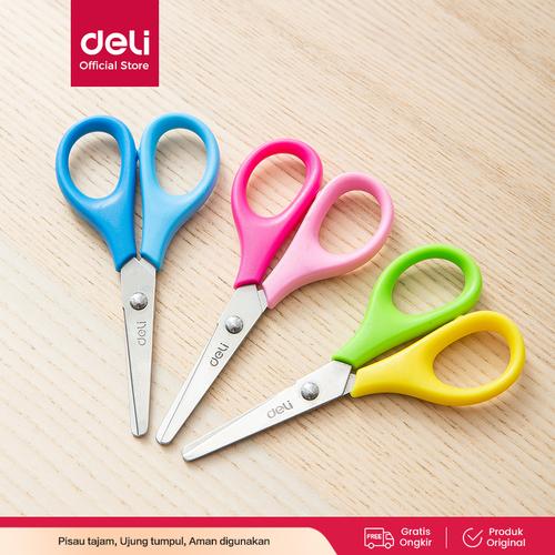 [EZO.7001133] Deli Scissor Dual Color Gunting Sekolah 2Warna Untuk Anak-Anak ED60100