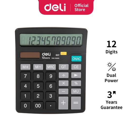 [EZO.7001162] Deli Kalkulator Double Power 12 digit Layar LCD kualitas tinggi W837