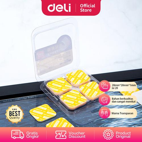 [EZO.7001135] Deli Double Tape Transparan Kotak Sudah Dipotong 100*79*8MM 20Pcs/Box