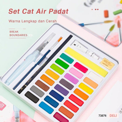 [EZO.7002560] Deli Solid Watercolor Set Cat Air Padat isi 24/36 warna 73876/73877