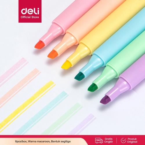 [EZO.7001137] Deli Highlighter Spidol Colorfull Makaron 6 Warna/Pack S605