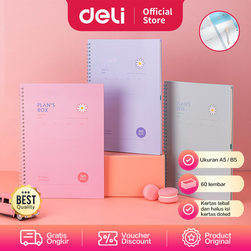 [EZO.7001168] Deli buku Agenda A5/B5 60 Halaman Landscape 3 warna 2420X