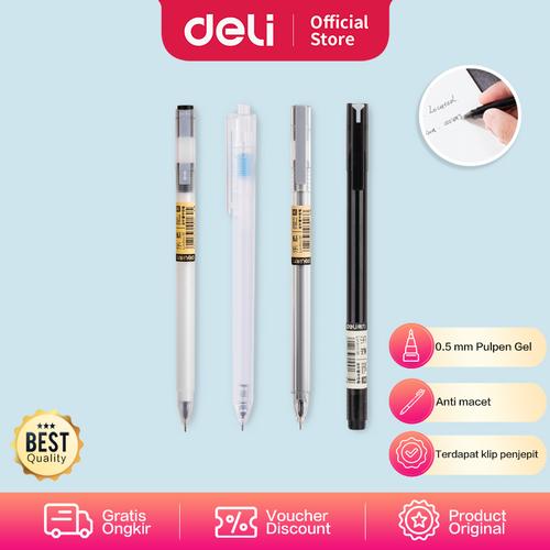 [EZO.7001145] Deli Gel Pen Pulpen Gel warna Hitam 0.5mm A117