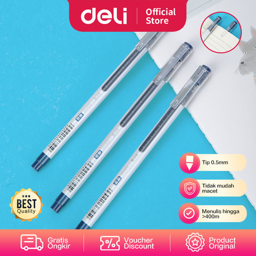 [EZO.7002573] Deli Gel Pen Pulpen Gel warna Hitam 0.5mm A426