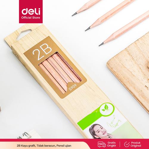 [EZO.7001148] Deli Graphite Pencil Pensil Kayu Grafit 2B isi 12pcs/BOX S909