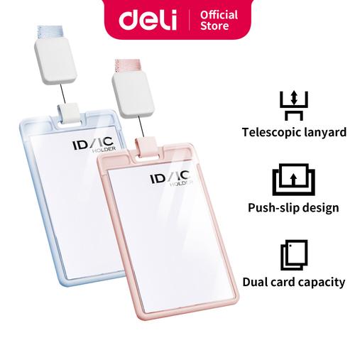 [EZO.7001174] Deli Name Tag Tanda Pengenal Vertikal Push ID Tali Penggantung 64803