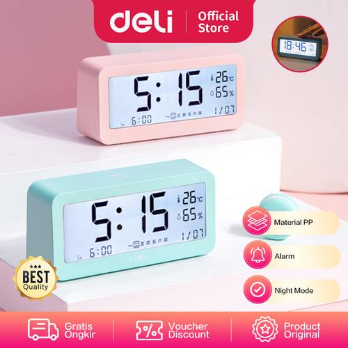 [EZO.7001175] Deli Jam Alarm Digital dilengkapi pengatur suhu Layar LCD 8826
