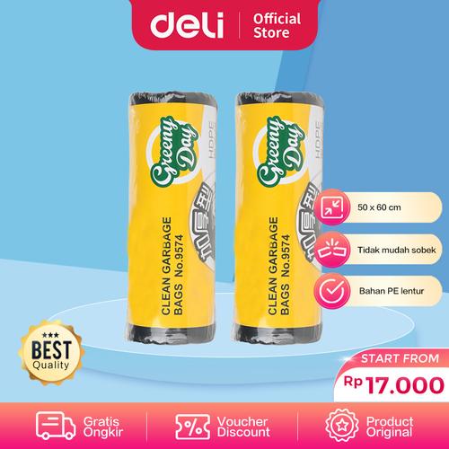 [EZO.7002629] Deli Kantong Plastik Sampah Tebal 10pcs/roll 60x80cm Bahan bagus 9575