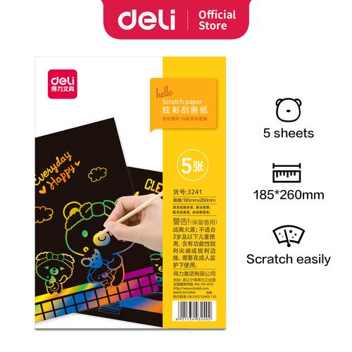[EZO.7002631] Deli kertas menggambar kreatif berkilau 5PCS/Pack 185*260mm 3241