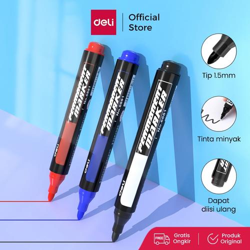 [EZO.7001181] Deli Spidol 10pcs/Kotak,Tinta Minyak,Tidak Mudah Pudar 6881