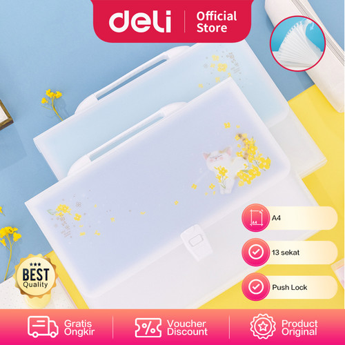 [EZO.7002636] Deli Expanding File Plastik untuk kebutuhan sekolah pelajar 72579