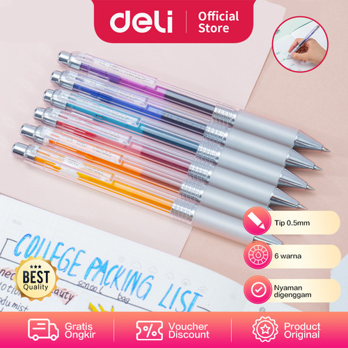 [EZO.7001183] Deli Pulpen Netral Warna 6 PCS/Box A123