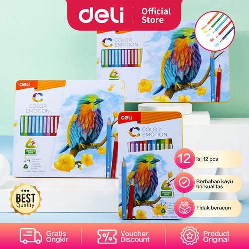 [EZO.7001186] Deli Pensil Warna Profesional ,12 Warna A5,Kualitas Tinggi EC00205