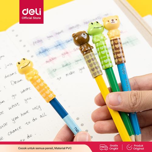 [EZO.7001187] Deli Tutup Pensil 4PCS/pack, Design Kartun,Plastik Kualitas Tinggi 506