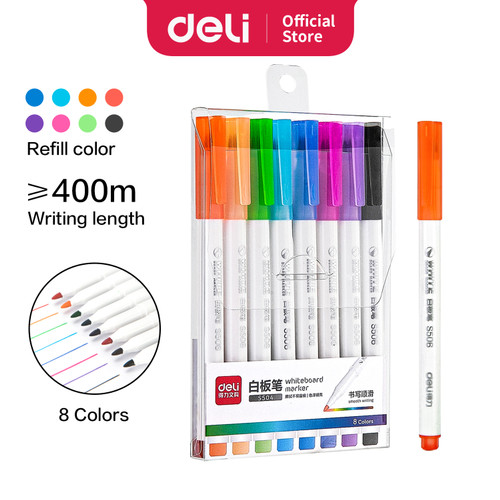 [EZO.7001205] Deli 8 Color whiteboard marker graffiti drawing easy to erase S504