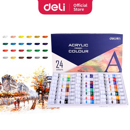 [EZO.7001206] Deli 24 colors acrylic paint paste delicate and the brush 73858