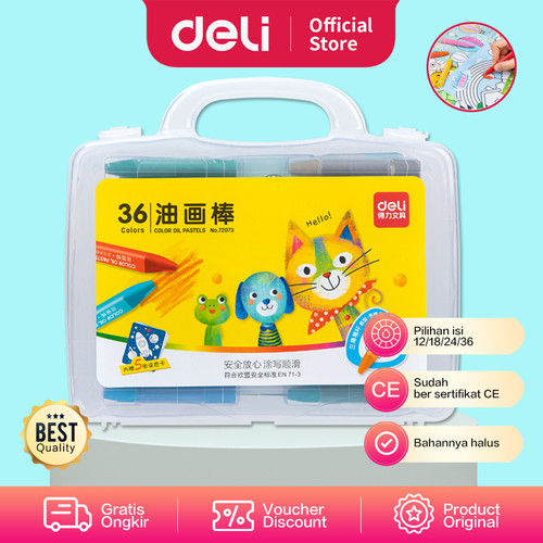 [EZO.7001190] Deli Krayon Oil Pastel 36 Warna 75mm , Bentuk Segitiga, 72073