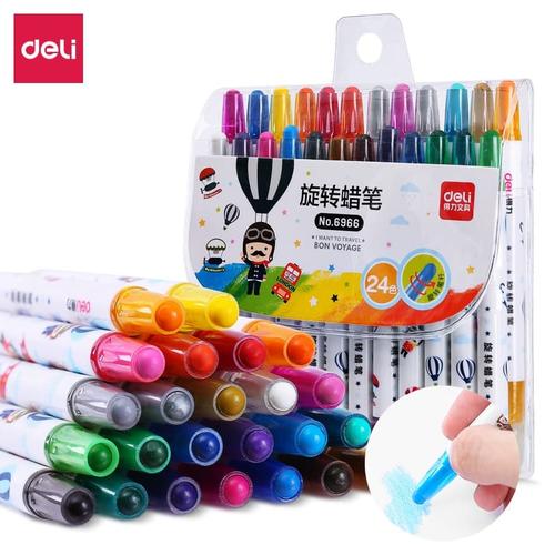 [EZO.7002640] Deli whirligig crayon 24 colors Rotate the core without dirty 6966