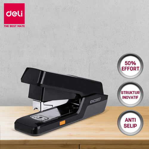 [EZO.7002622] Deli 50% Effortless Stapler 25lembar plastic cover + Antislip E0476