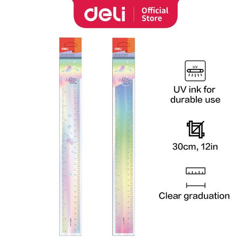 [EZO.7001192] Deli Penggaris 30 cm, 12 inch tidak mudah patah & Tahan Lama EH654