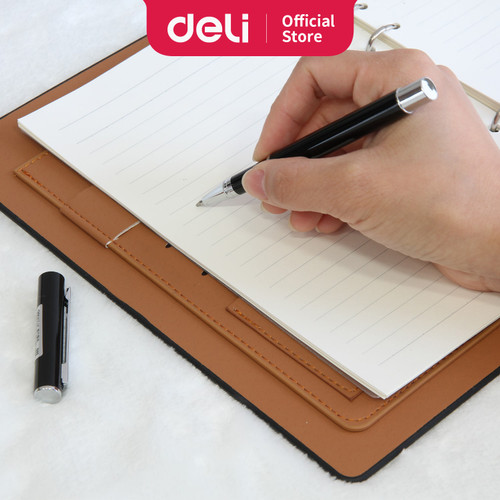 [EZO.7002644] Deli Gellpen ujung tumpul 0.5mm hitam alumunium besi halus untuk S80