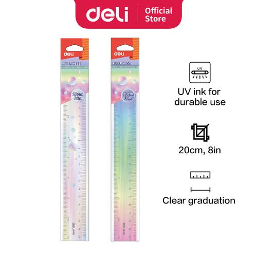 [EZO.7001193] Deli Penggaris 20 cm, 8 inch tidak mudah patah & Tahan Lama EH653