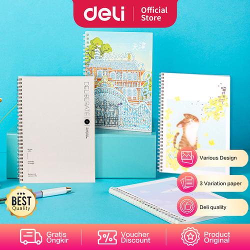 [EZO.7001197] Deli Notebook Buku Catatan Spiral B5 60lembar LB560