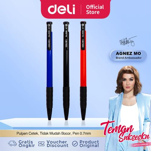[EZO.7001213] Deli pulpen 5 warna Retractable isi tinta 3 warna 6546