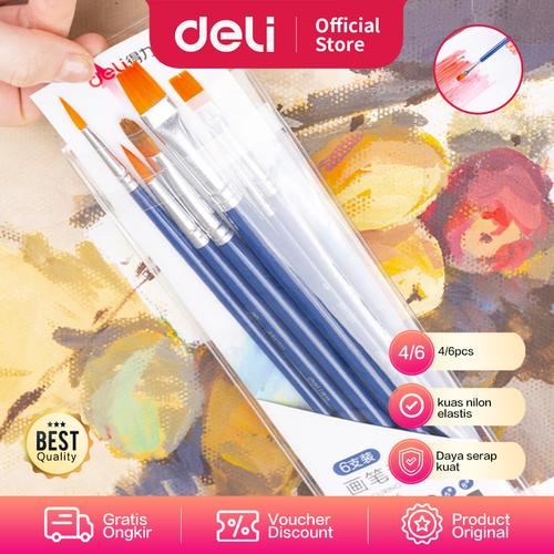 [EZO.7001218] Deli set kuas warna biru (4 pcs / pack) kombinasi bentuk kuas 73867