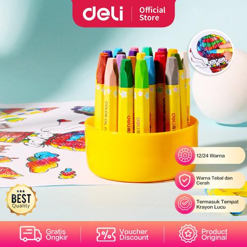[EZO.7001224] Deli 12 warna oil pastel desain Barrel 72090
