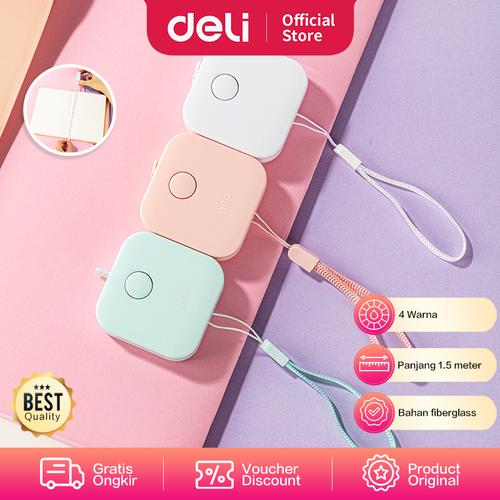 [EZO.7002663] Deli meteran mini plastik bahan fiberglass 4warna 1.5M 79650
