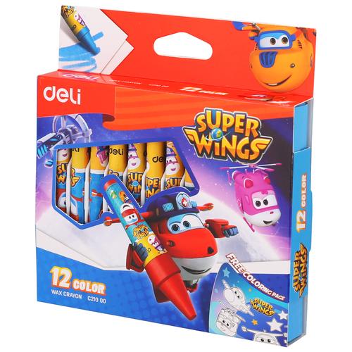 [EZO.7001255] Deli super wings wax crayon φ8*90mm Round Barrel 12 colors EC21000