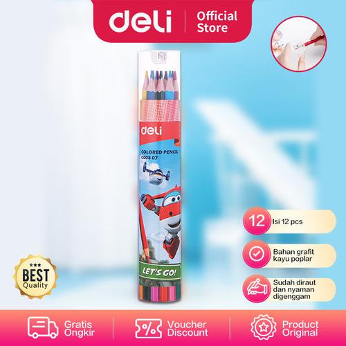 [EZO.7002699] Deli Super Wings Pensil Warna Hexagonal Barrel 12 warna EC00807