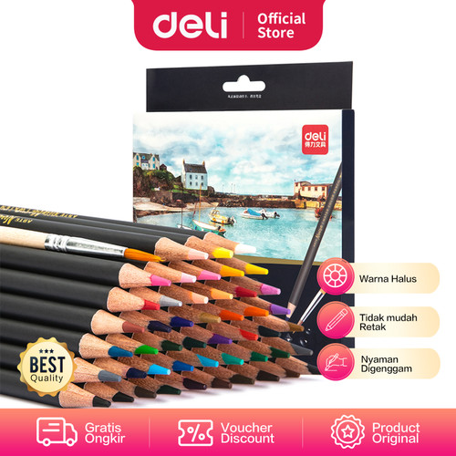 [EZO.7001233] Deli pensil warna 48C waterproof dengan kuas non -toxic 6520