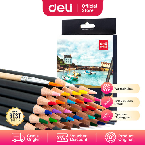 [EZO.7002666] Deli pensil warna 36C waterproof dengan kuas non -toxic 6519