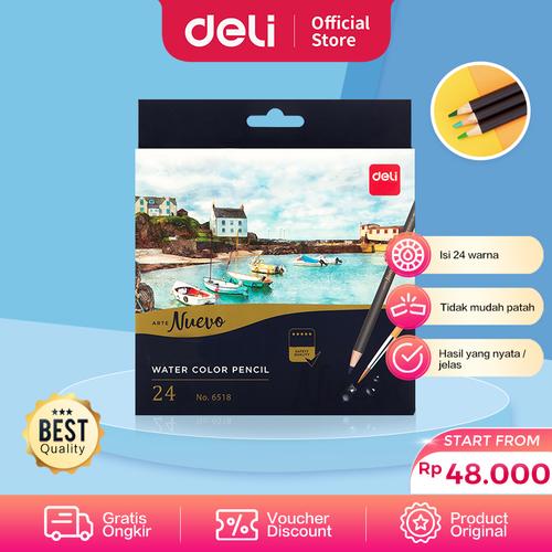 [EZO.7002667] Deli pensil warna 24C waterproof dengan kuas non-toxic 6518