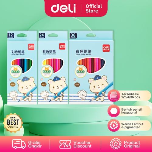 [EZO.7001234] Deli pensil warna 36C warna cerah, bentuk hexagonal 7019