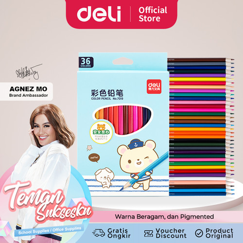 [EZO.7002668] Deli pensil warna 24C warna cerah, bentuk hexagonal 7018