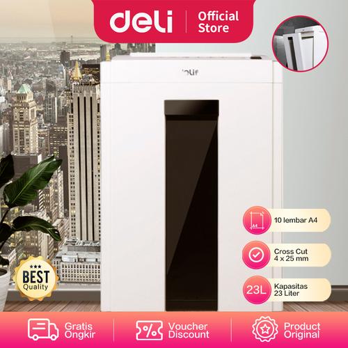 [EZO.7001259] Deli Penghancur Kertas, kapasitas 10 lembar 4*25mm Abu Abu Muda E9952