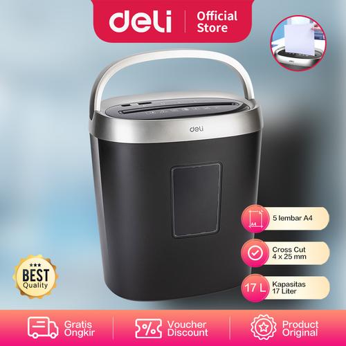 [EZO.7002707] Deli Penghancur Kertas kapasitas 5 lembar ukuran 4 * 25mm Hitam E9929