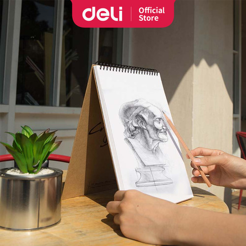 [EZO.7001236] Deli Sketch book B5 40 lembar kraft paper vertikal 73601