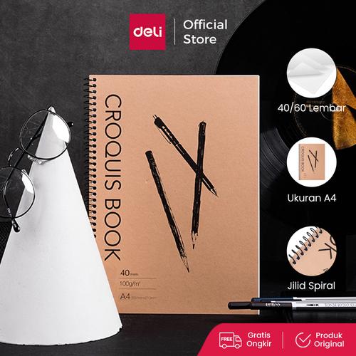 [EZO.7001238] Deli Buku gambar profesional A4 40 lembar hard cover 7696