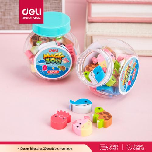 [EZO.7001263] Deli Penghapus Desain 4 Hewan lucu dan menarik dalam tabung EH03206