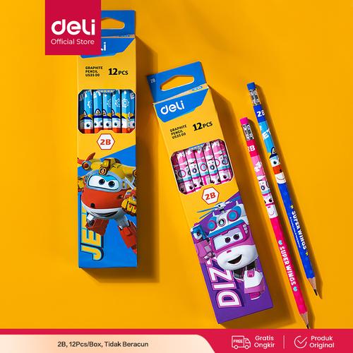 [EZO.7001264] Deli Graphite Pensil 2B Karakter Super Wings(random) 12pcs/Box EU53500