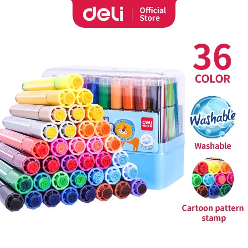 [EZO.7002742] Deli 70655 felt pen with stamp 36 colors