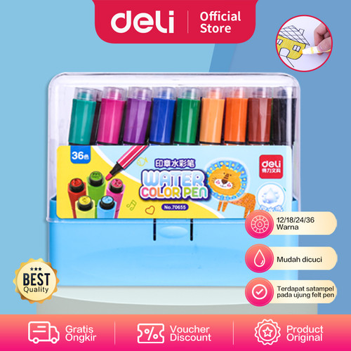 [EZO.7002743] Deli 70654 felt pen with stamp 24 colors
