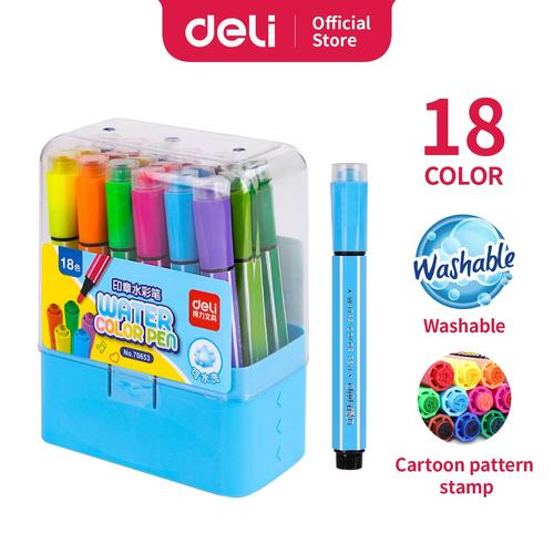 [EZO.7002744] Deli 70653 felt pen with stamp 18 colors
